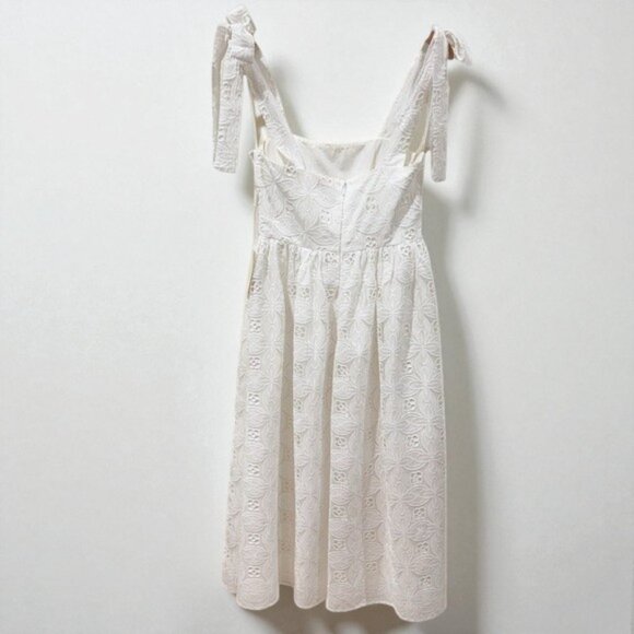 NWT Arose Studio Amber Square Neck Bow Tie Strap Floral Embroidered Midi Dress - Picture 5 of 7